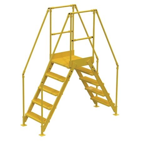 Vestil 5 Step Cross-Over Ladder 48"H x 14"W Yellow Powder Coat Steel COL-5-46-14